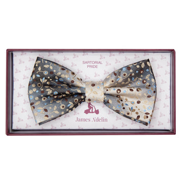 Taupe Mini Floral Weave Bow Tie