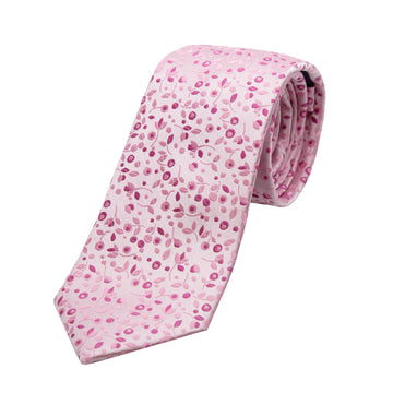 James Adelin Luxury Mini Floral Weave Neck Tie in Pink
