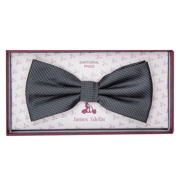 James Adelin Luxury Pin Dot Textured Weave Bow Tie in Charcoal