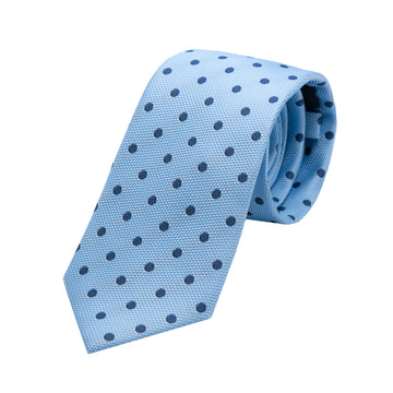 James Adelin Luxury Textured Weave Polka Dot Neck Tie in Sky/Navy