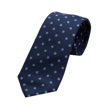 James Adelin Luxury Textured Weave Polka Dot Neck Tie in Navy/Sky