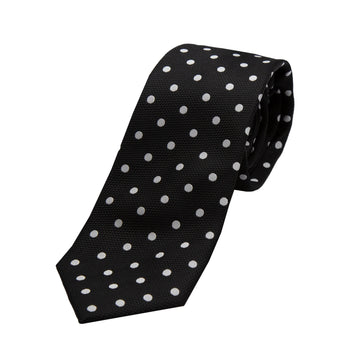 James Adelin Luxury Textured Weave Polka Dot Neck Tie in Black/White
