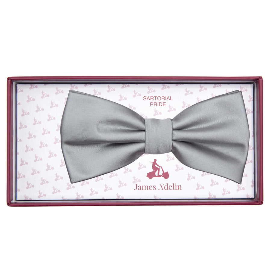 James Adelin Luxury Satin Weave Bow Tie in Silver