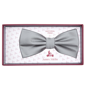 Silver Satin Weave Bow Tie