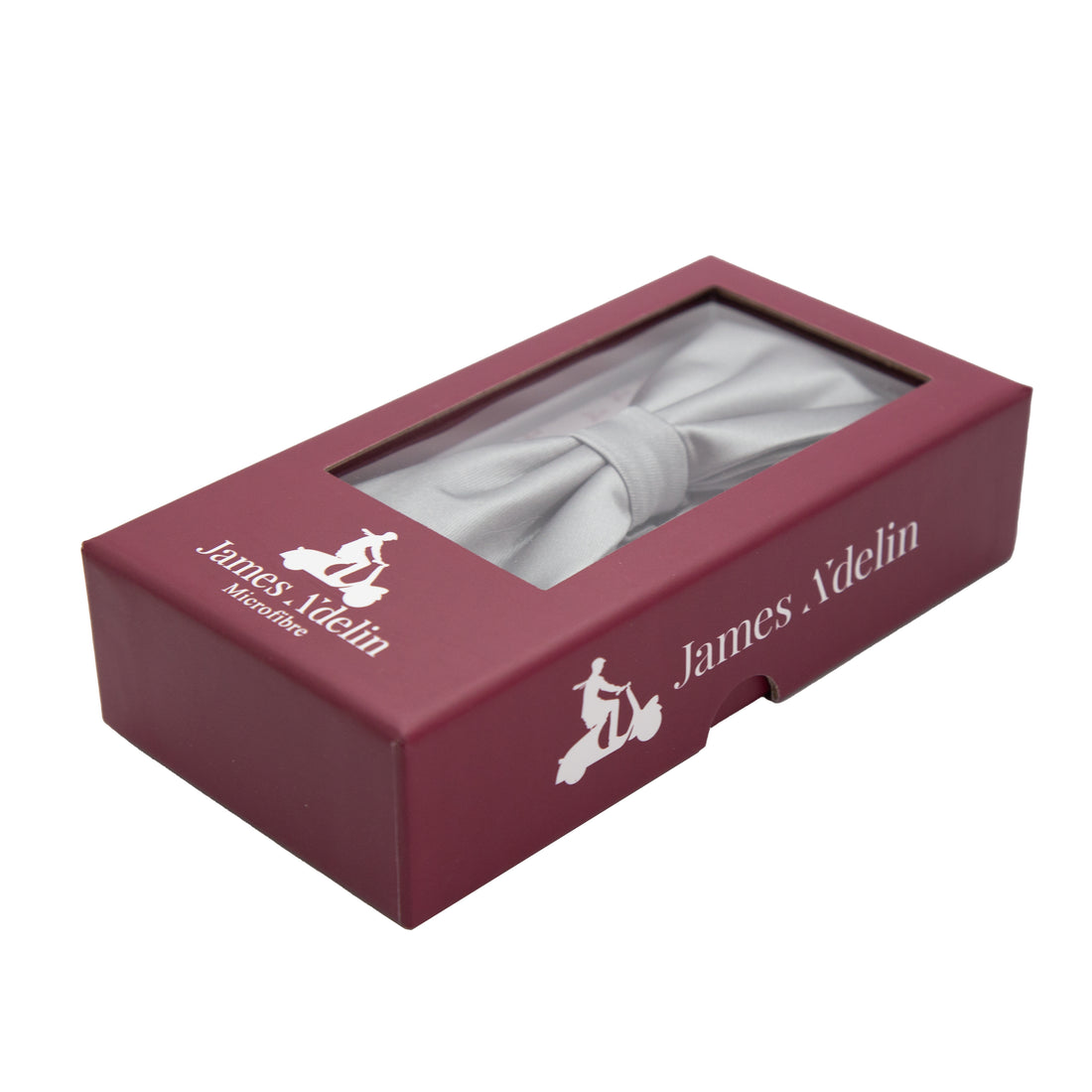 James Adelin Luxury Satin Weave Bow Tie in Silver
