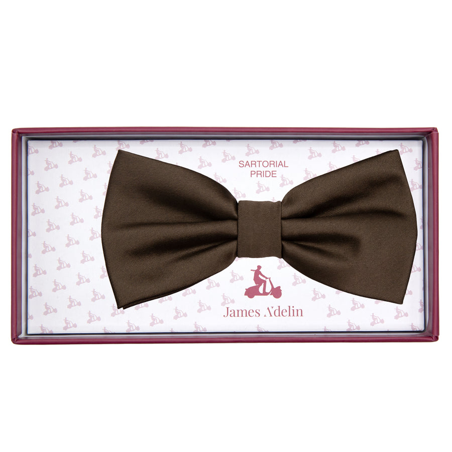 James Adelin Luxury Satin Weave Bow Tie in Dark Brown