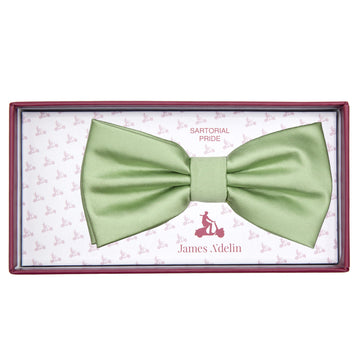 James Adelin Luxury Satin Weave Bow Tie in Sage Green