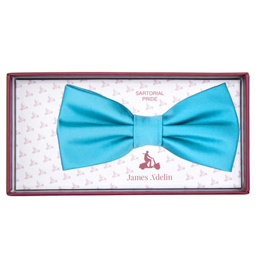 Turquoise Satin Weave Bow Tie