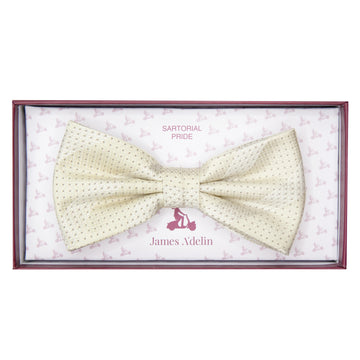 JASPOTTEDSTRIPEB James Adelin Luxury Spotted Stripe Pin Point Textured Weave Pre Tied Bow Tie