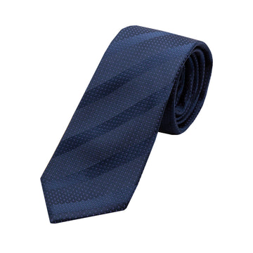 James Adelin Luxury Spotted Stripe Pin Point Textured Weave Neck Tie in Navy/Purple