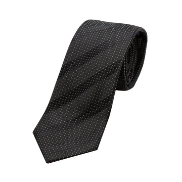 Black and White Spotted Stripe Pin Point Textured Weave Tie