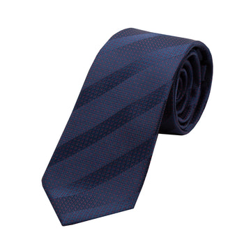 James Adelin Luxury Spotted Stripe Pin Point Textured Weave Neck Tie in Navy/Red