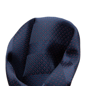 James Adelin Luxury Spotted Stripe Pin Point Textured Weave Pocket Square in Navy/Red
