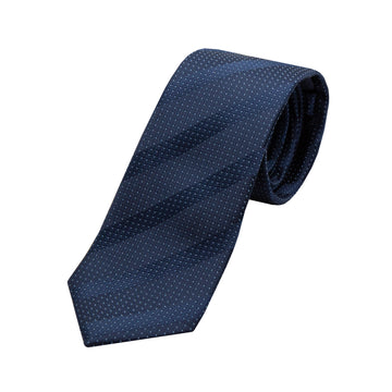 James Adelin Luxury Spotted Stripe Pin Point Textured Weave Neck Tie in Navy/Sky