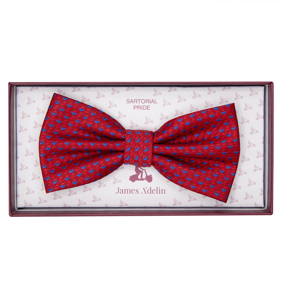 James Adelin Luxury Textured Weave Bow Tie in Red/Royal