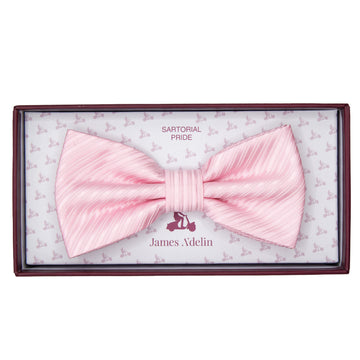 Pink Twill Textured Weave Bow Tie