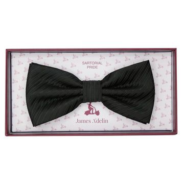 Black Twill Textured Weave Bow Tie