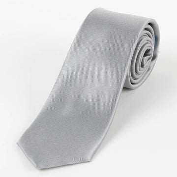 Silver Silk Twill Weave Neck Tie