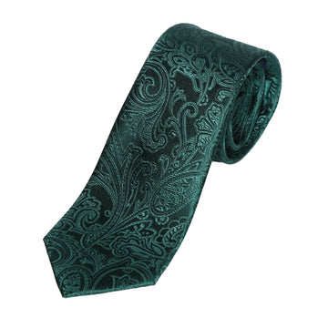 James Adelin Mens Paisley Silk Neck Tie in Dark Green