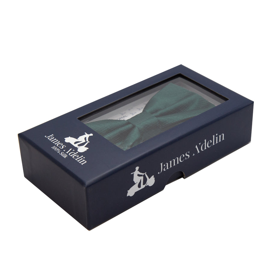 James Adelin Luxury Pure Silk Twill Weave Bow Tie in Dark Green