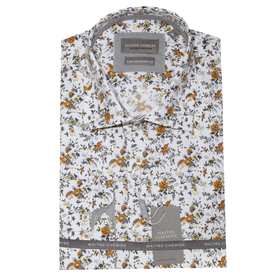 Maitre Chemise Spring Floral Tan Shirt