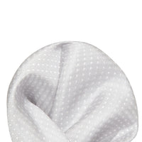 James Adelin Luxury Mini Spot Pocket Square in Silver and White