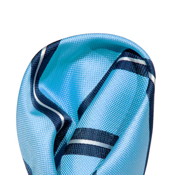 James Adelin Luxury Large Regimental Stripe Pocket Square in Turquoise and Navy
