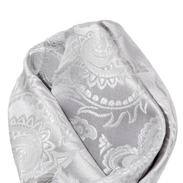 James Adelin Luxury Paisley Pocket Square in Silver