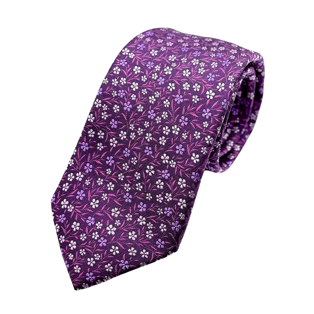 James Adelin Luxury Silk Neck Tie in Textured Mini Floral Design