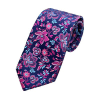 James Adelin Mens Luxury Silk Neck Tie in Satin Floral Weave Design