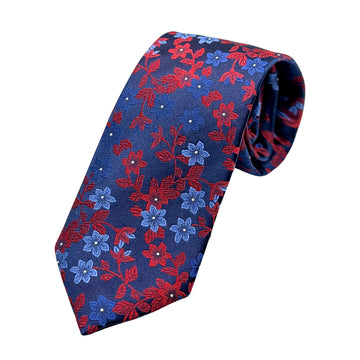 James Adelin Mens Luxury Silk Neck Tie in Floral Weave Design