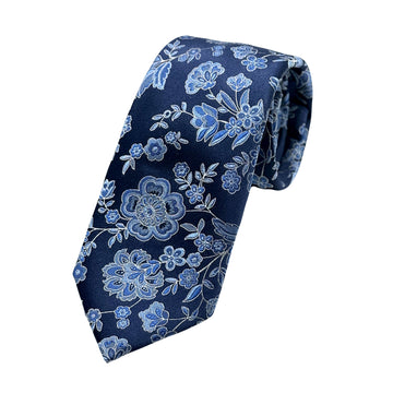 James Adelin Luxury Silk Neck Tie in Satin Floral Weave Design
