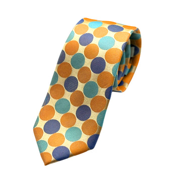James Adelin Mens Luxury Silk Neck Tie in Satin Polka Dot Weave Design