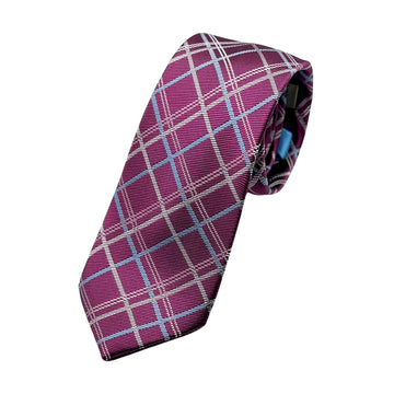 JACQUES MONCLEEF Mens Luxury Silk Neck Tie in Checked Textured Weave Design