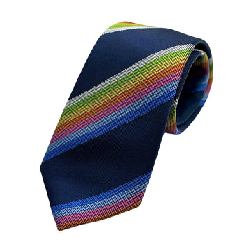 JACQUES MONCLEEF Mens Luxury Silk Neck Tie in Textured Multi Striped Weave Design