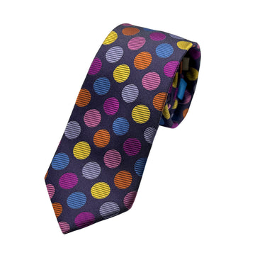 JACQUES MONCLEEF Mens Luxury Silk Neck Tie in Multi Coloured Polka Dot Weave Design