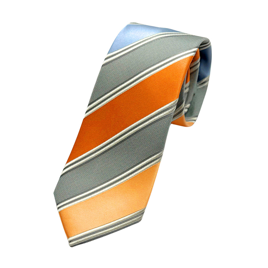 James Adelin Luxury Silk Neck Tie in Striped Satin Weave Design