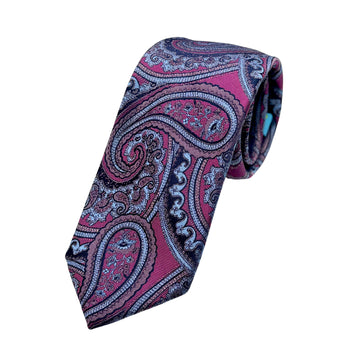 James Adelin Mens Luxury Silk Neck Tie in Textured Paisley Weave Design