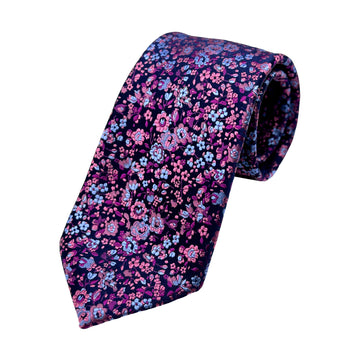 James Adelin Mens Luxury Silk Neck Tie in Multi Floral Weave Design