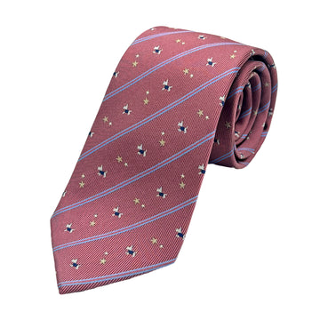 James Adelin Mens Silk Neck Tie in Diagonal Striped Dog Motif Weave Design