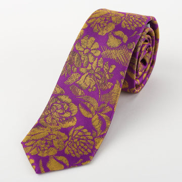 James Adelin Mens Silk Neck Tie in Satin Floral Weave Design