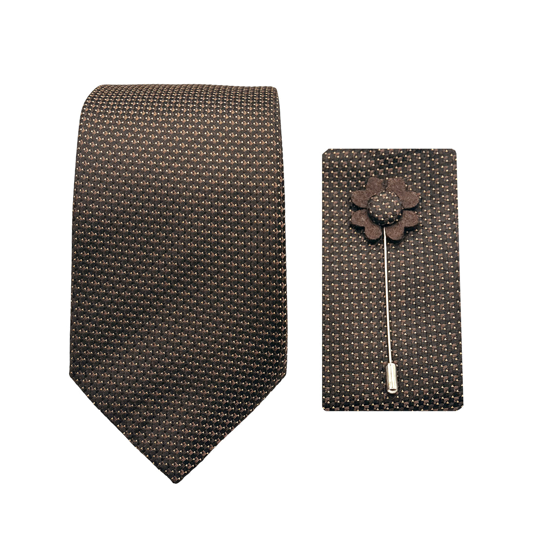 James Adelin Luxury Textured Weave 7.5cm Width Tie/Pocket Square/Lapel Pin Combo Set