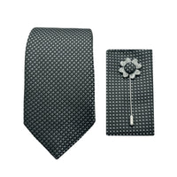 James Adelin Luxury Textured Weave 7.5cm Width Tie/Pocket Square/Lapel Pin Combo Set