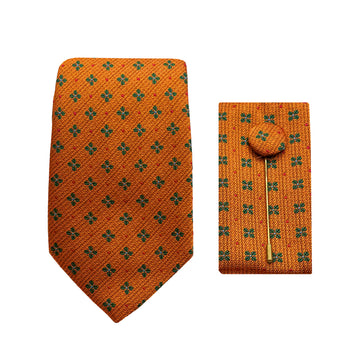 James Adelin Luxury Medallion Textured Weave 7.5cm Width Tie/Pocket Square/Lapel Pin Combo Set