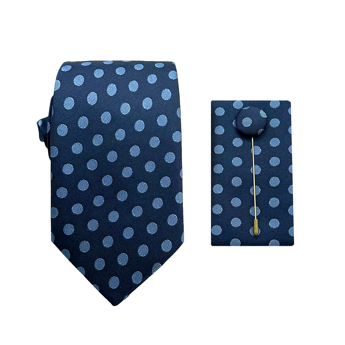 James Adelin Luxury Textured Polka Dot Weave 7.5cm Width Tie/Pocket Square/Lapel Pin Combo Set