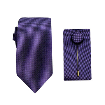 James Adelin Luxury Textured Weave 6.5cm Width Tie/Pocket Square/Lapel Pin Combo Set in Grape