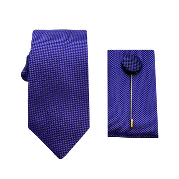 James Adelin Luxury Textured Weave 6.5cm Width Tie/Pocket Square/Lapel Pin Combo Set in Purple