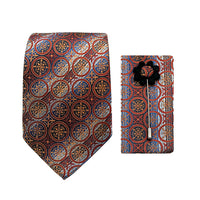 James Adelin Luxury Striped Geometric 7.5cm Width Tie/Pocket Square/Lapel Pin Combo Set