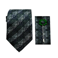 James Adelin Luxury Quatrefoil 7.5cm Width Tie/Pocket Square/Lapel Pin Combo Set