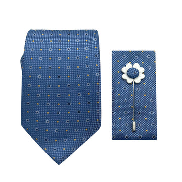 James Adelin Luxury Textured Spotted 7.5cm Width Tie/Pocket Square/Lapel Pin Combo Set